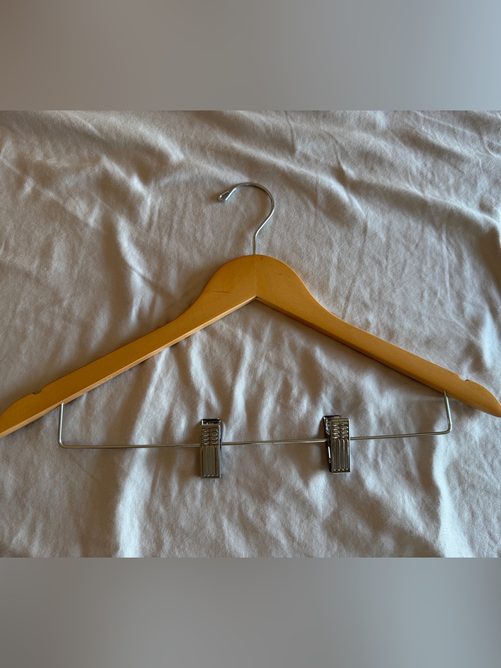 Wooden Wood Hanger with Clips, Heavy Duty Natural Wood Pants Hanger 17.5” X 10”